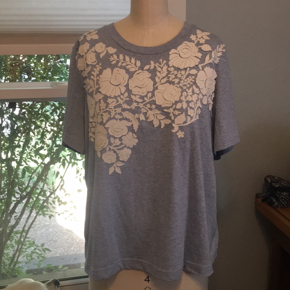 Embroidered super soft light blue T-shirt
